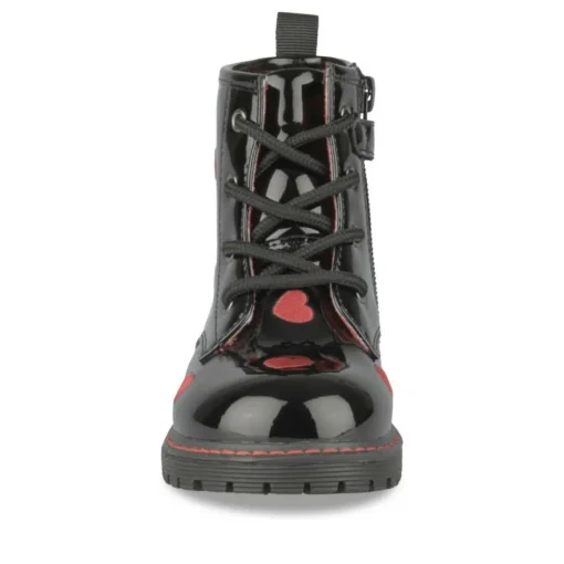 Bottines Rangers NOIR Fille Motif Coeurs Fermeture éclair