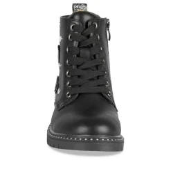Bottines Rangers NOIR Fille Motif Coeurs Lacets