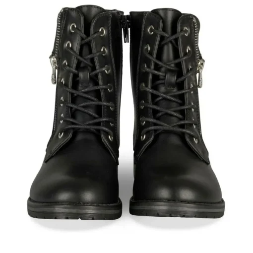 Bottines Rangers NOIR Fille Motif Etoiles Lacets
