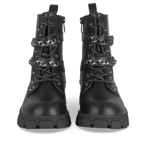 Bottines Rangers NOIR Fille Motif Clouté Lacets