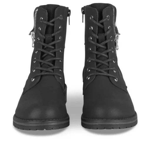Bottines Rangers NOIR Fille Motif Chaîne Lacets
