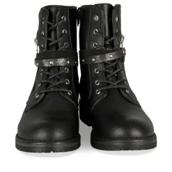 Bottines Rangers NOIR Fille Motif Clouté Lacets