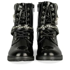 Bottines Rangers NOIR Fille Motif Chaîne Lacets