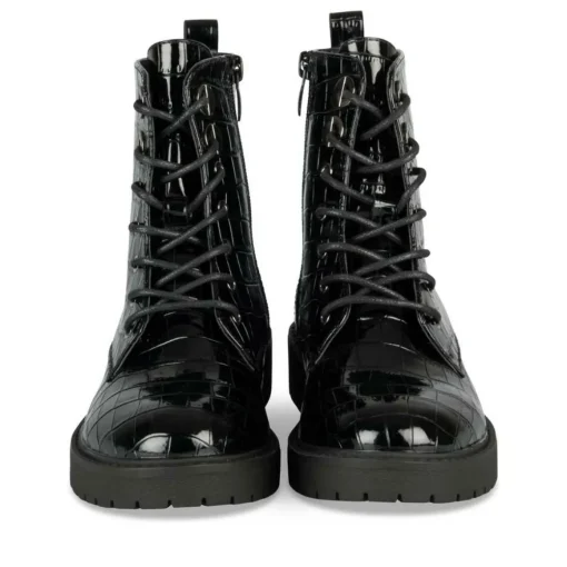 Bottines Rangers NOIR Fille Motif Vernis Lacets
