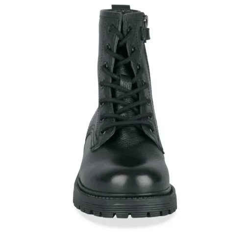 Bottines Rangers NOIR Fille CUIR Motif Uni Lacets