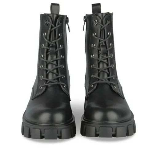 Bottines Rangers NOIR Fille Motif Uni Lacets