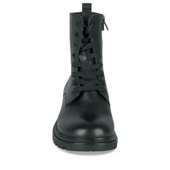 Bottines Rangers NOIR Fille CUIR Motif Uni Lacets