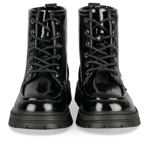 Bottines Rangers NOIR Fille Motif Vernis Lacets