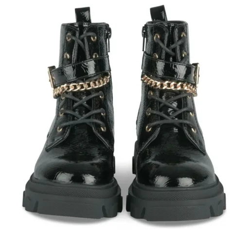Bottines Rangers NOIR Fille Motif Vernis Lacets