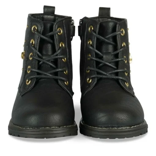 Bottines Rangers NOIR Fille Motif Etoiles Lacets