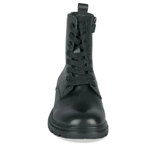 Bottines Rangers NOIR Fille CUIR Motif Uni Lacets