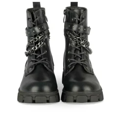 Bottines Rangers NOIR Fille Motif Chaîne Lacets