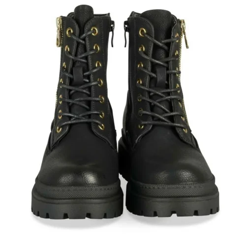 Bottines Rangers NOIR Fille Motif Clouté Lacets