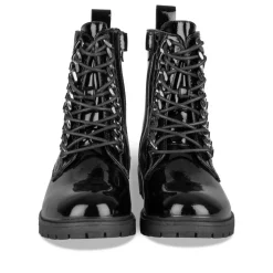 Bottines Rangers NOIR Fille Motif Uni Lacets