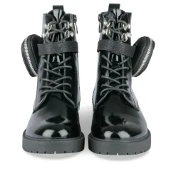 Bottines Rangers NOIR Fille Motif Vernis Lacets