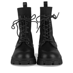 Bottines Rangers NOIR Fille Motif Uni Lacets