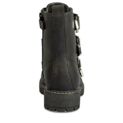 Bottines Rangers NOIR Fille Motif Uni Lacets