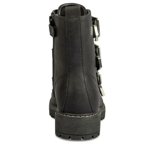 Bottines Rangers NOIR Fille Motif Uni Lacets