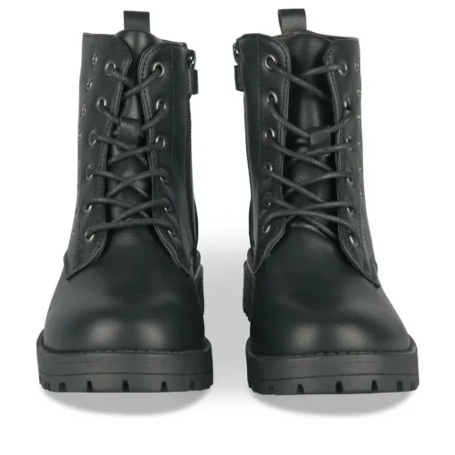 Bottines Rangers NOIR Fille Motif Clouté Lacets