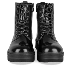 Bottines Rangers NOIR Fille Motif Vernis Lacets
