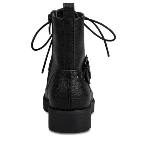 Bottines Rangers NOIR Fille Motif Uni Lacets