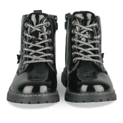 Bottines Rangers NOIR Fille Motif Vernis Lacets