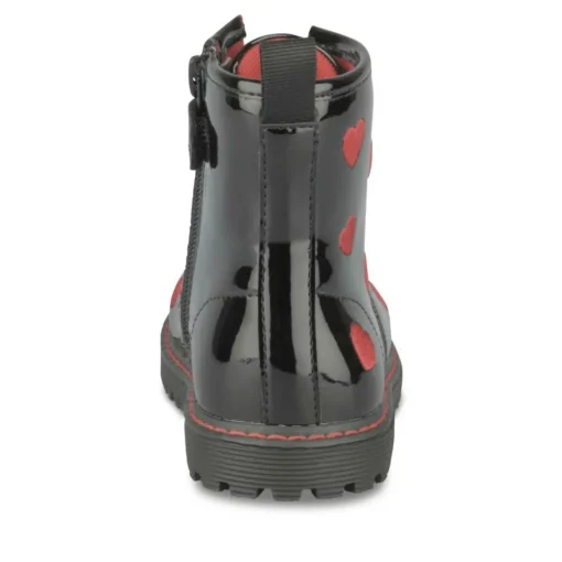 Bottines Rangers NOIR Fille Motif Coeurs Fermeture éclair
