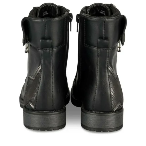 Bottines Rangers NOIR Fille Motif Etoiles Lacets