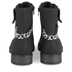 Bottines Rangers NOIR Fille Motif Chaîne Lacets