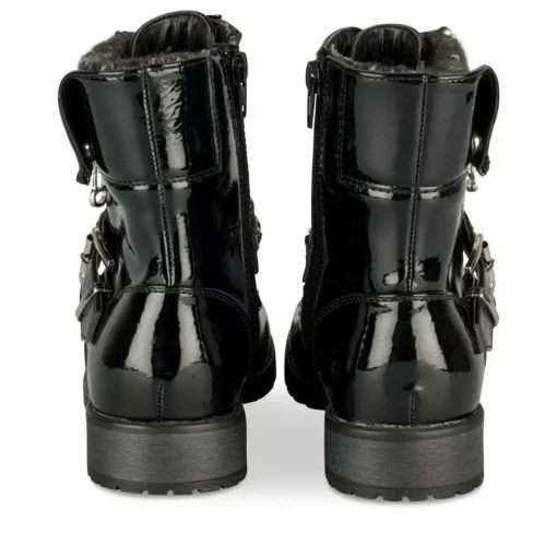 Bottines Rangers NOIR Fille Motif Chaîne Lacets