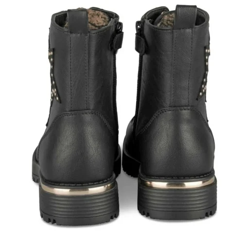 Bottines Rangers NOIR Fille Motif Etoiles Lacets