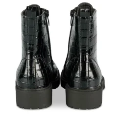 Bottines Rangers NOIR Fille Motif Vernis Lacets