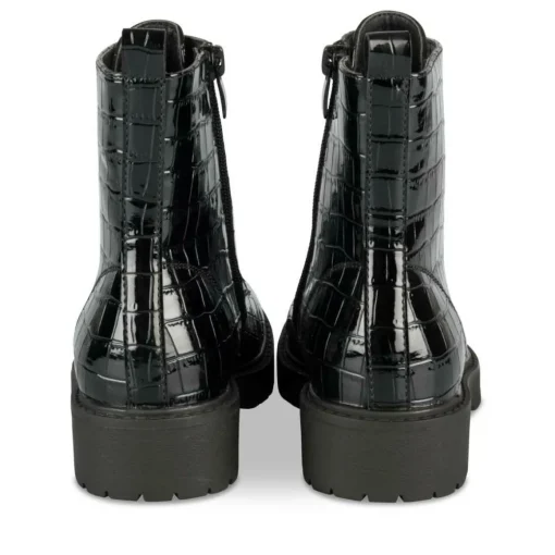 Bottines Rangers NOIR Fille Motif Vernis Lacets
