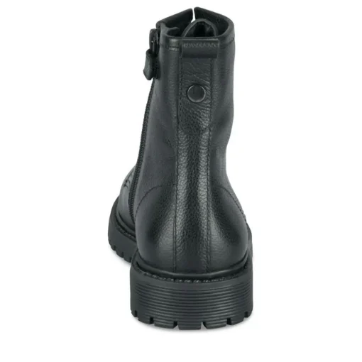 Bottines Rangers NOIR Fille CUIR Motif Uni Lacets