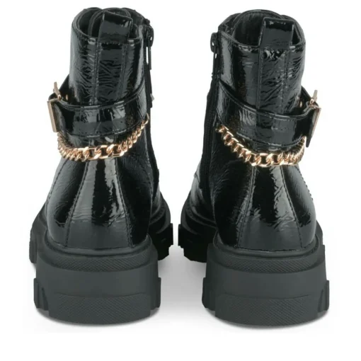 Bottines Rangers NOIR Fille Motif Vernis Lacets