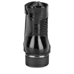 Bottines Rangers NOIR Fille Motif Vernis Lacets