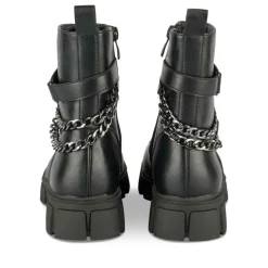 Bottines Rangers NOIR Fille Motif Chaîne Lacets