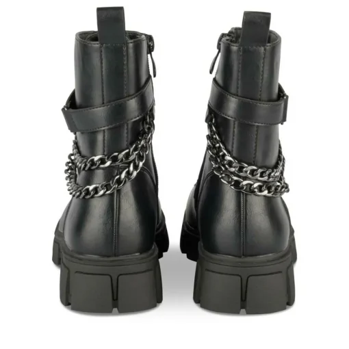 Bottines Rangers NOIR Fille Motif Chaîne Lacets