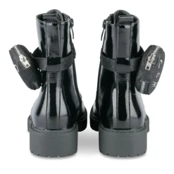 Bottines Rangers NOIR Fille Motif Vernis Lacets