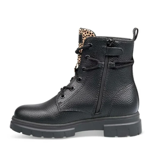 Bottines Rangers NOIR Fille Motif Uni Lacets