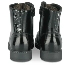 Bottines Rangers NOIR Fille Motif Vernis Lacets