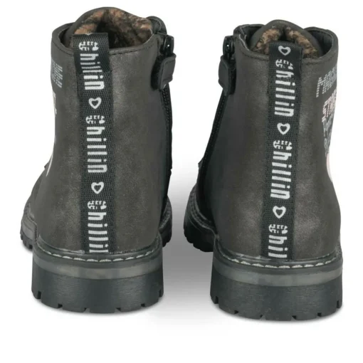 Bottines Rangers NOIR Fille Motif Coeurs A Enfiler