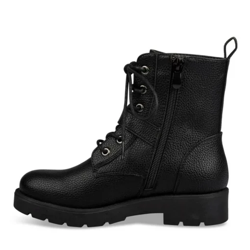 Bottines Rangers NOIR Fille Motif Uni Lacets