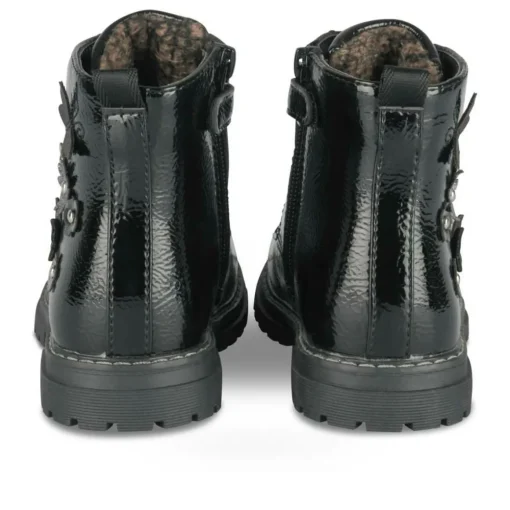 Bottines Rangers NOIR Fille Motif Vernis Lacets