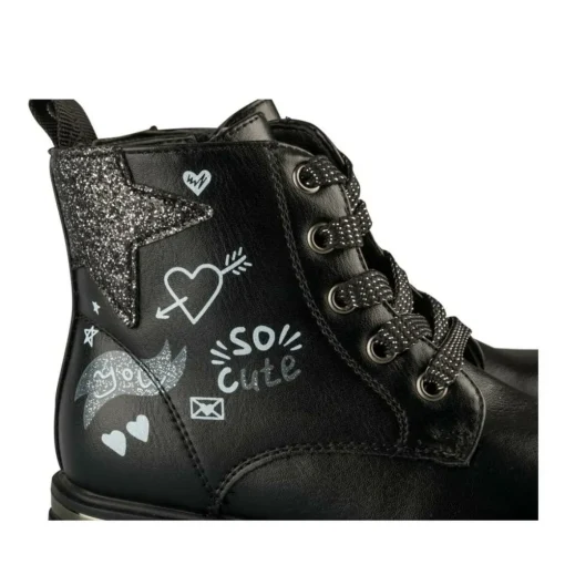 Bottines Rangers NOIR Fille Motif Uni Fermeture éclair