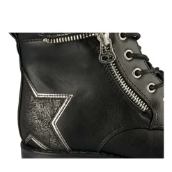 Bottines Rangers NOIR Fille Motif Etoiles Lacets