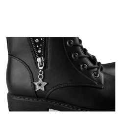 Bottines Rangers NOIR Fille Motif Perle Fermeture éclair