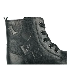 Bottines Rangers NOIR Fille CUIR Motif Uni Lacets