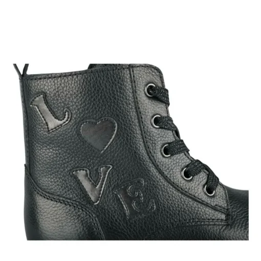 Bottines Rangers NOIR Fille CUIR Motif Uni Lacets