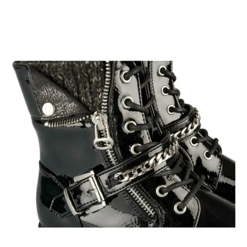 Bottines Rangers NOIR Fille Motif Chaîne Lacets